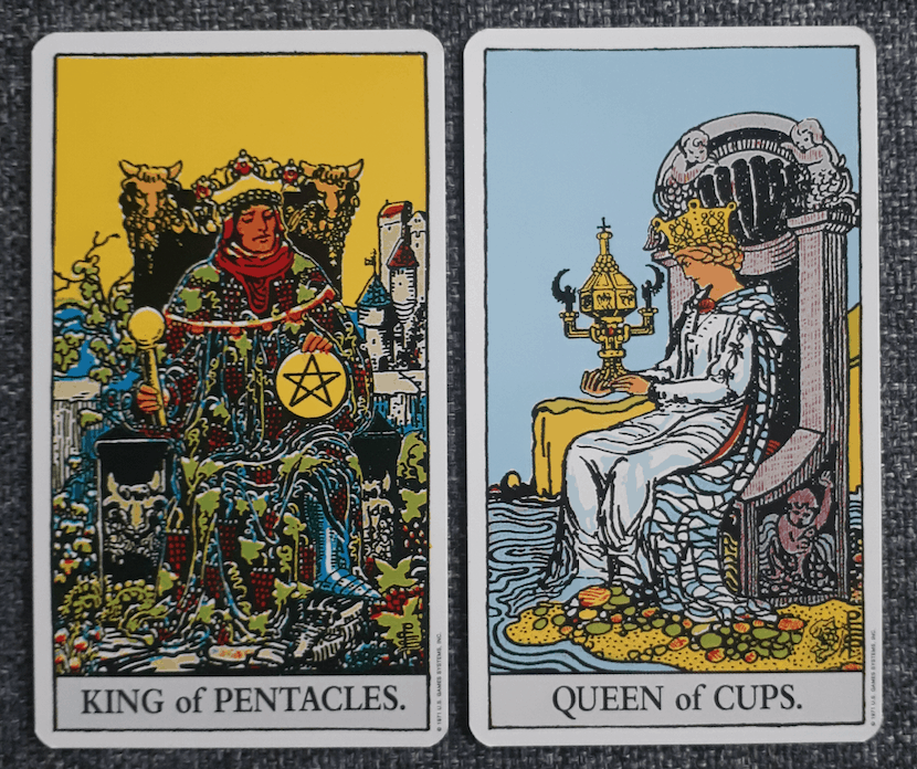 King of pentacles and queen of cups combination