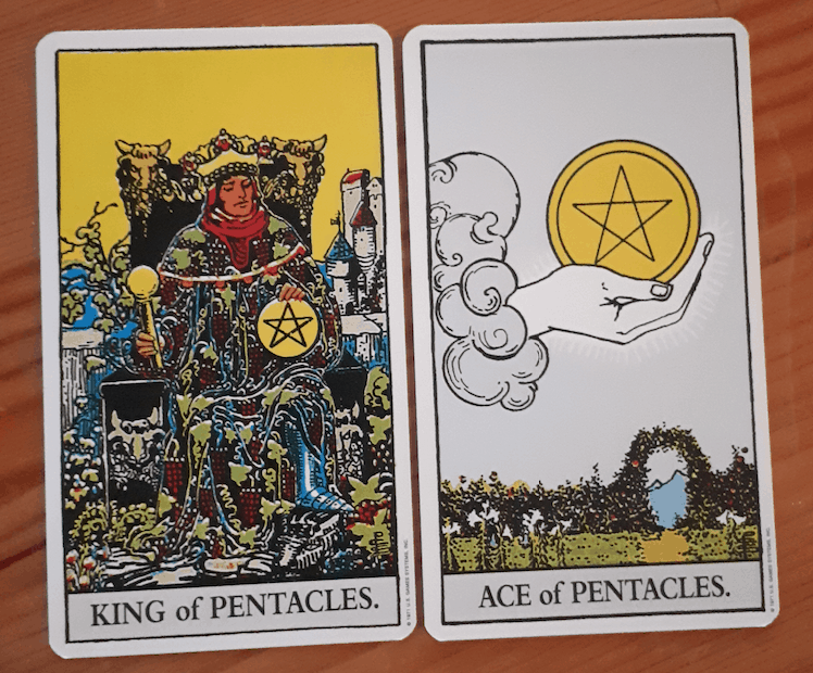 king of pentacles & ace of pentacles