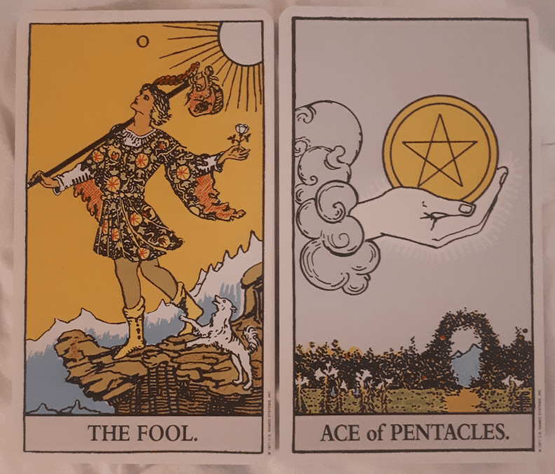 the fool and ace of pentacles tarot card combination meaning