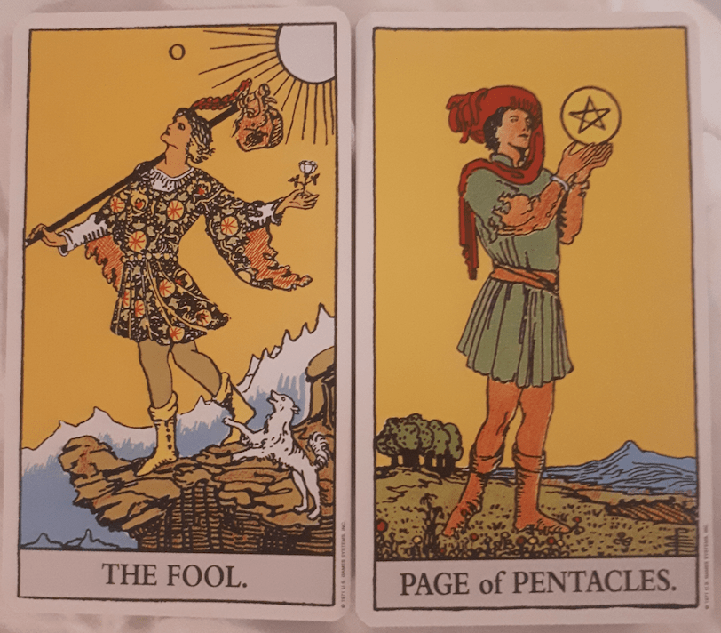 the fool and page of pentacles combination
