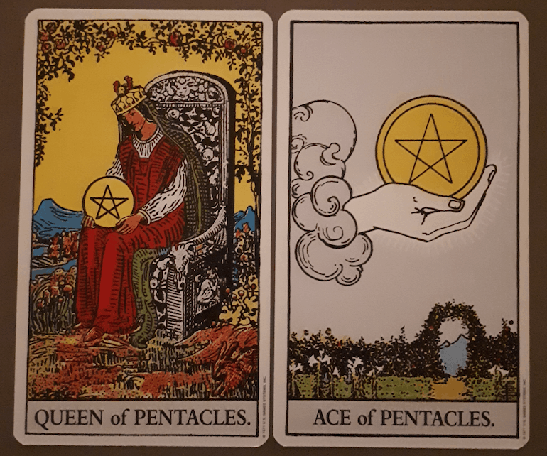 queen of pentacles and ace of pentacles combination