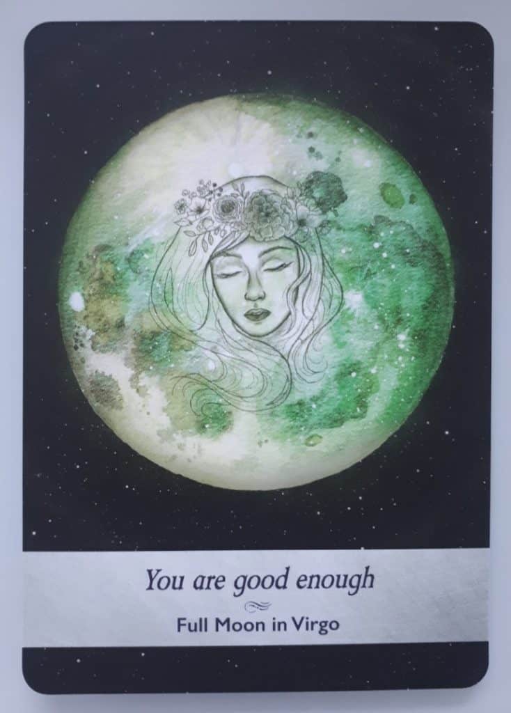 full moon in Virgo card from the Moonology deck