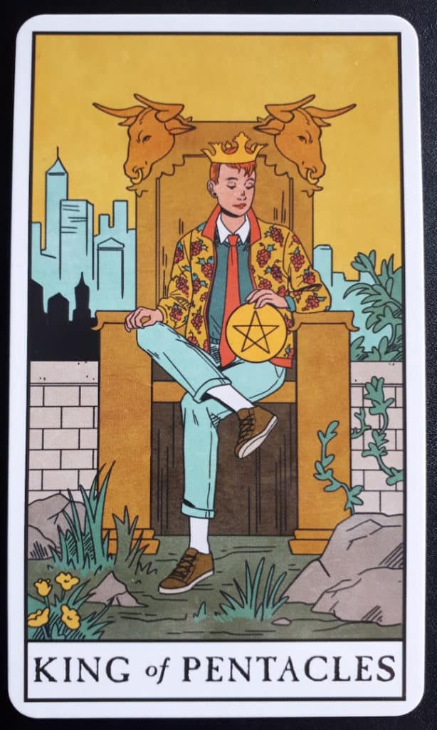 The King of Pentacles tarot card from the Modern Witch Tarot Deck