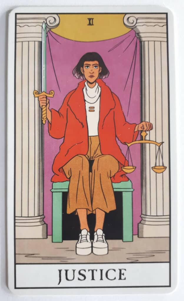 The Justice tarot card from the Modern Witch Tarot Deck